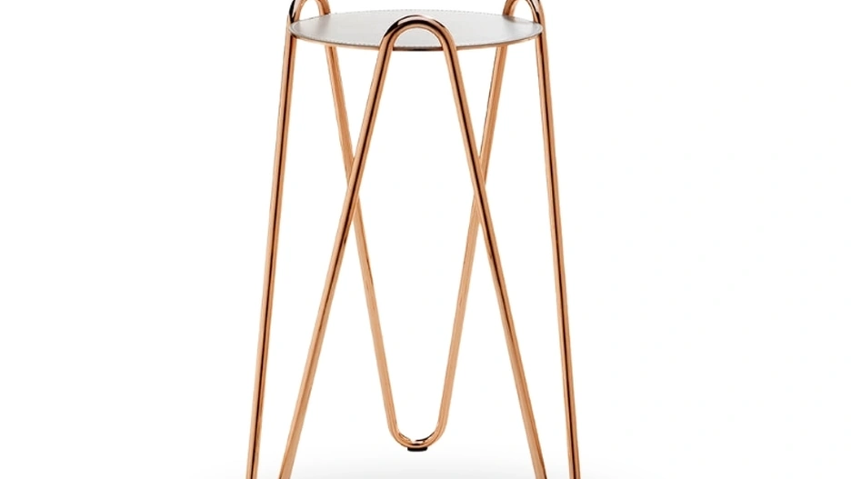 Tavolino in metallo con top rivestito in cuoio Apelle Chic di Midj