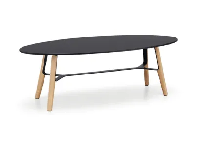 Tavolino in metllo con gambe in legno Liù CT Oval di Midj
