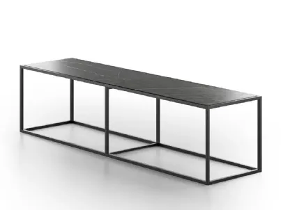 Tavolino Panca in pietra Gray Stone e base in metallo Minimal di Doimo Salotti