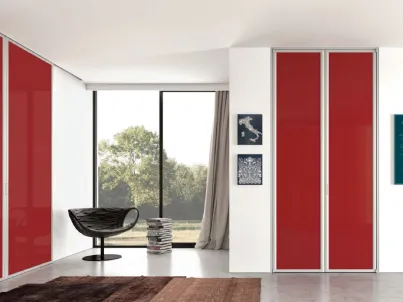 Porta per interni a filo muro Due Oval 34 in vetro e alluminio di Zemma