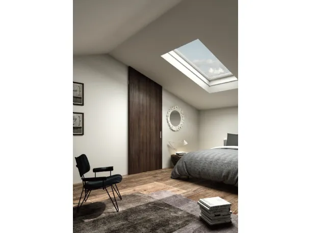 Porta per interni in vetro con telaio in alluminio Due Filo Muro Basic 42 di Zemma