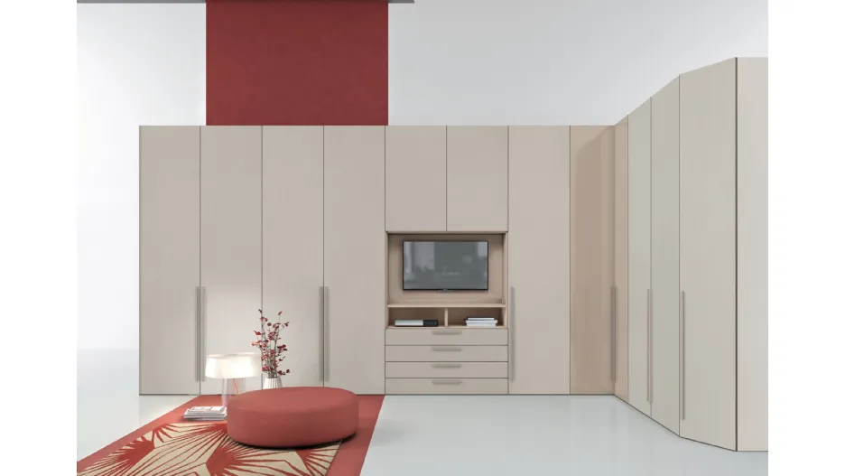 Armadio angolare con ante battenti Golf One con Porta Tv W107 di Colombini Casa