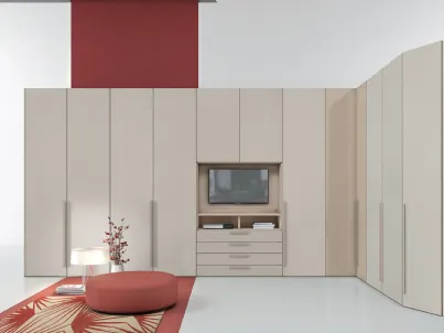 Armadio angolare con ante battenti Golf One con Porta Tv W107 di Colombini Casa
