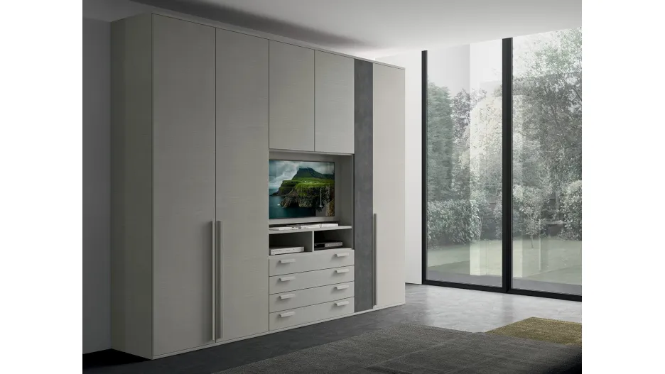 Armadio con ante battenti e vano porta TV Golf M210 in melaminico di Colombini Casa