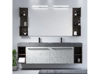 Mobile da Bagno sospeso in melaminico effetto roccia Arborea Comp 03 di Maxbagni