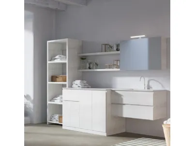 Mobile da Bagno Lavanderia con ampio spazio e comodo piano d’appoggio Woodal Comp 01 di Maxbagni