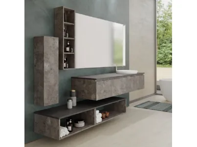 Mobile da Bagno sospeso in melaminico e HPL Woodal Compo 02 di Maxbagni