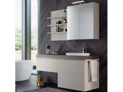 Mobile da Bagno sospeso in laccato opaco con top in HPL Woodal Compo 05 di Maxbagni