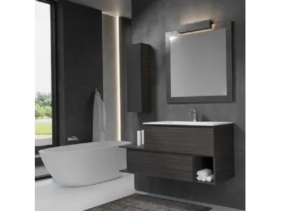 Mobile da Bagno sospeso in melaminico effetto legno Woodal Comp 06 di Maxbagni