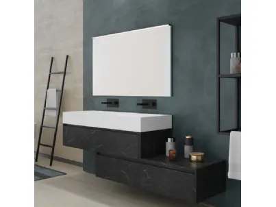 Mobile da Bagno sospeso in melaminico effetto marmo graffiato vellutato al tatto Woodal Top Comp 01 di Maxbagni