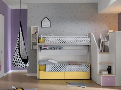 Cameretta in laccato opaco e melaminico Alpha Letto a Castello G040 di Doimo Cityline