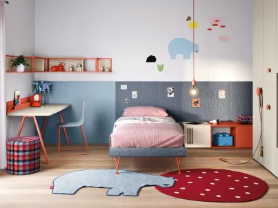 Cameretta componibilecon armadio a muro e scrittoio Kids space 01 di Nidi