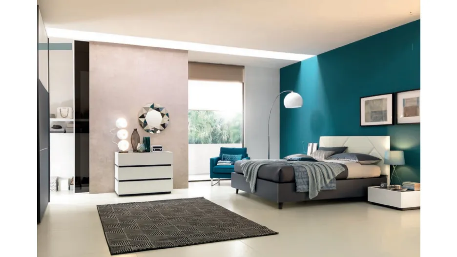 Letto con testiera in ecopelle Bianco Artico NC115 Moretti Compact