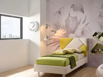 Letto singolo con testiera trapuntata e imbottita SC202 di Moretti Compact