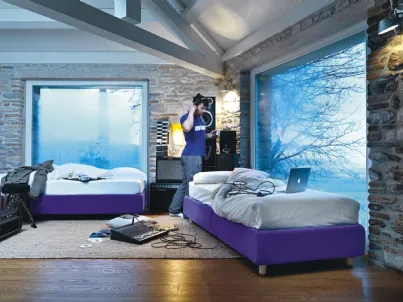 Letto singolo in tessuto Sommier di Noctis