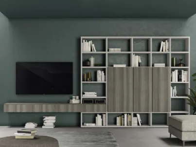 Libreria a muro Vitalyty Luce Bianca e Grigia in melaminico di Colombini Casa