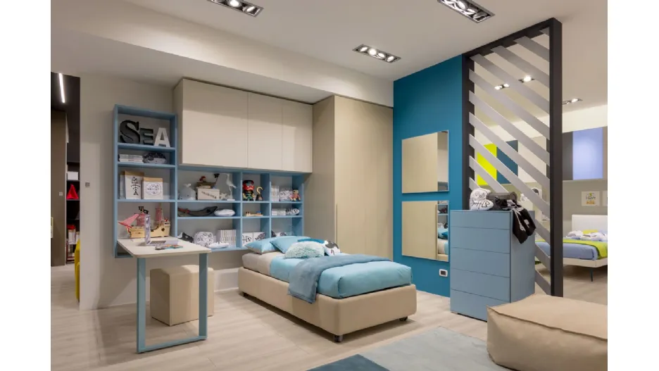 Libreria sospesa in laccato opaco Cielo MC030 di Moretti Compact