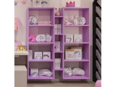 Libreria sospesa in laccato lilla MC034 di Moretti Compact