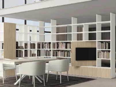 Libreria Vitalyty C25 bifacciale angolare divisoria finitura Ilice Wood e bianco di Colombini Casa