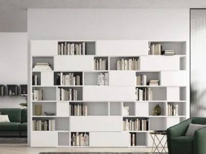 Libreria Vitalyty C35 finitura Bianco opaco e Grigio Daytona di Colombini Casa