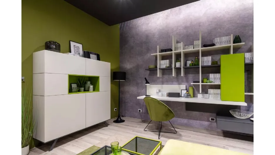 Madia Alta in laminato con wallbox a giorno laccato LV210 di Moretti Compact