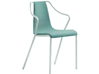 Sedia in tessuto con struttura in metallo con braccioli Ola P M TS di Midj