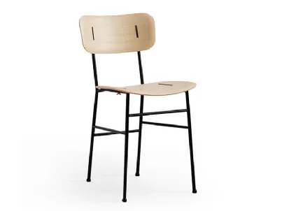 Sedia in legno con inserti in metallo e struttura in metallo Piuma S M LG di Midj