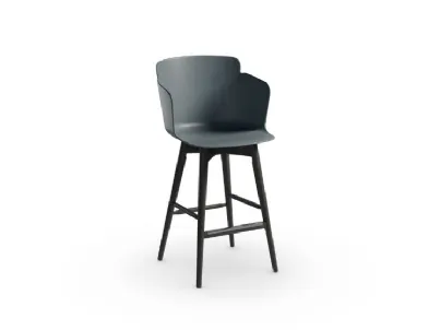 Sgabello con struttura in legno e seduta in plastica Calla LR PP di Midj