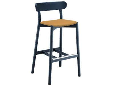 Sgabello con seduta rivestita in cuoio o cuoio toscano e struttura in legno Montera L CU di Midj