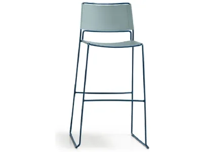 Sgabello in cuoio con struttura a slitta in acciaio Slim M CU di Midj